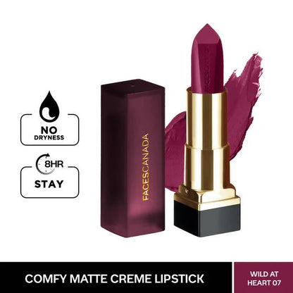 Faces Canada Comfy Matte Creme Lipstick - Wild At Heart 07 - 4.2 gm