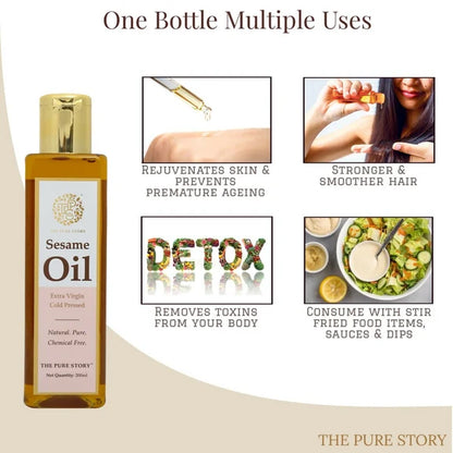 The Pure Story Natural Cold Pressed Oil for Hair & Skin with Seasame - 100 ml