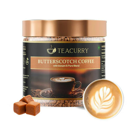 Teacurry Butterscotch Coffee - Arabica Freeze Dried Coffee for Instant Hot & Cold Coffee - 50 gm
