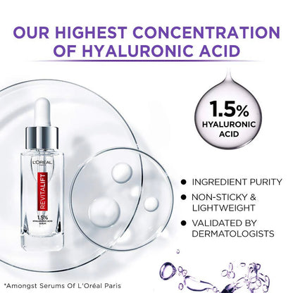 L'Oréal Paris Revitalift Face Serum Hydrating and Plumping, With 1.5% Hyaluronic Acid