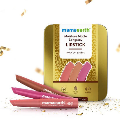 Mamaearth Moisture Matte Long Stay Lipstick Gift Set - Nude Perfection -Gift Set