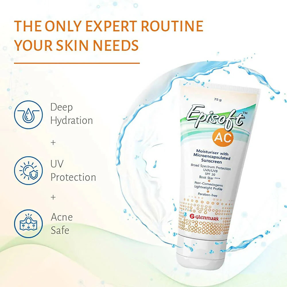 Episoft AC Moisturizer with Sunscreen, SPF 30 - 75 gm - Pack of 1