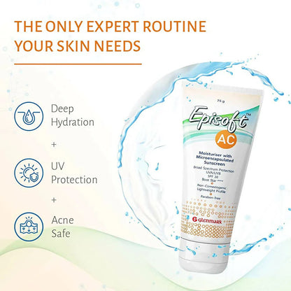 Episoft AC Moisturizer with Sunscreen, SPF 30 - 75 gm - Pack of 1