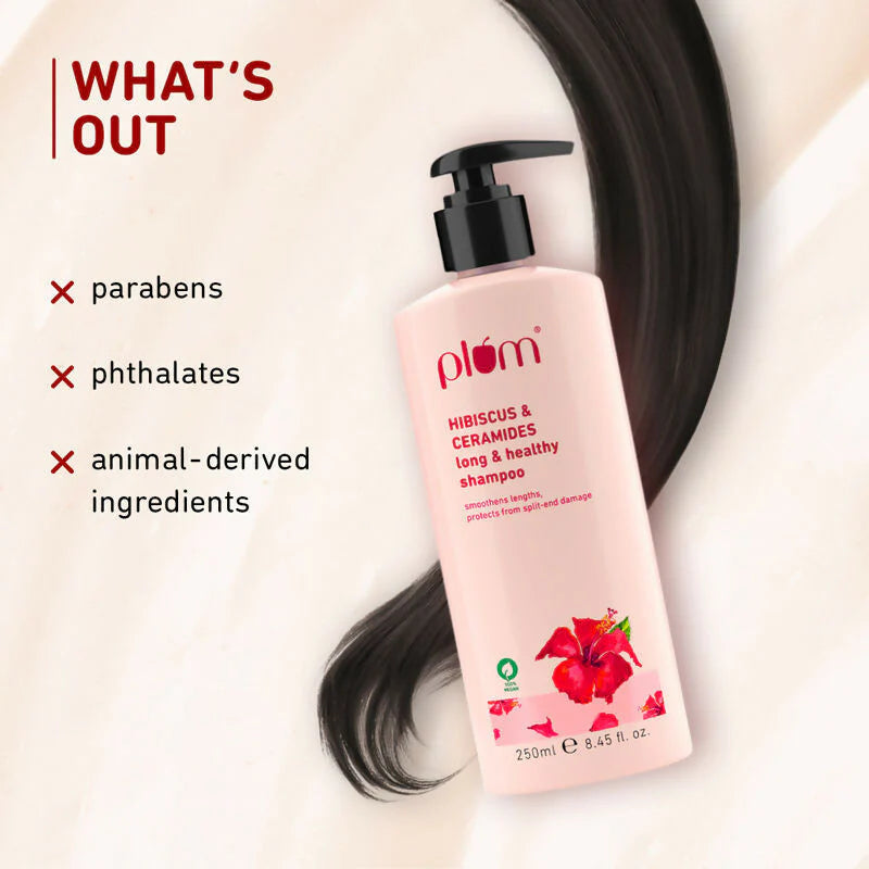 Plum Hibiscus & Ceramides Shampoo For Long, Healthy Hair - 250 ml