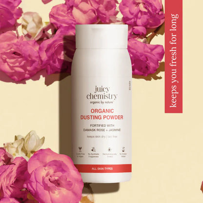 Juicy Chemistry Organic Dusting Powder Fortified With Damask Rose & Jasmine - 100 gm