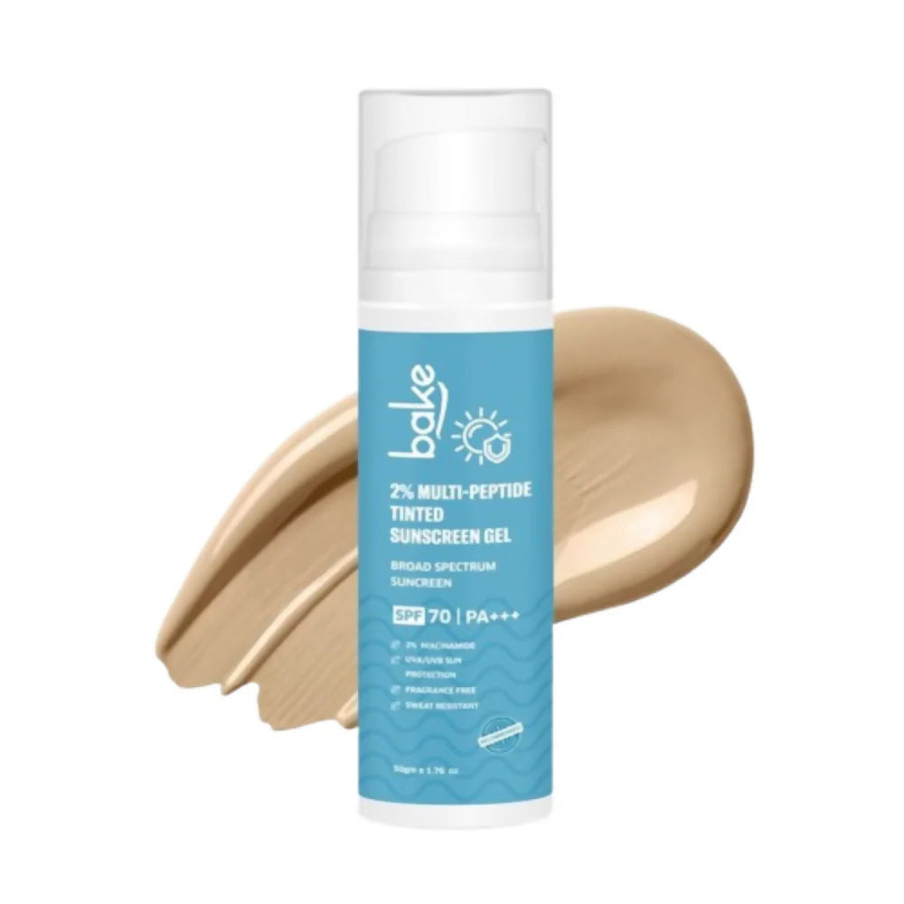 Bake 2% Multi Peptide Tinted Sunscreen Gel SPF 70 PA+++ - 50 gm