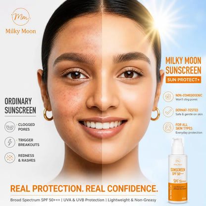 Milky Moon Sunscreen For Oily Skin Spf 50 Pa+++ Lightweight & Non-Greasy - 50 ml