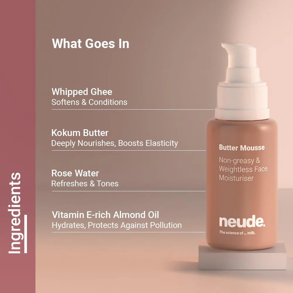 Neude Butter Mousse Face Moisturizer For Men&Women - 50 ml