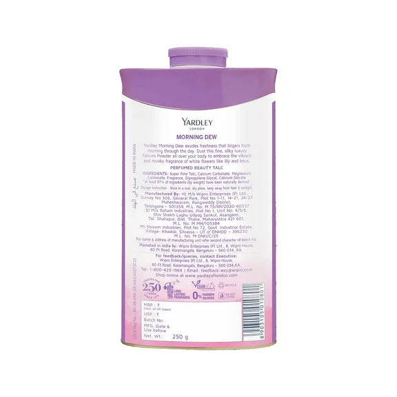 Yardley London Morning Dew Perfumed Talc For Women - 250 gm