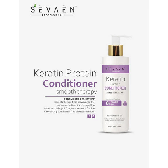 Sevaen Keratin Smooth Shampoo & Keratin Smooth Conditioner & Hair Serum - Kit