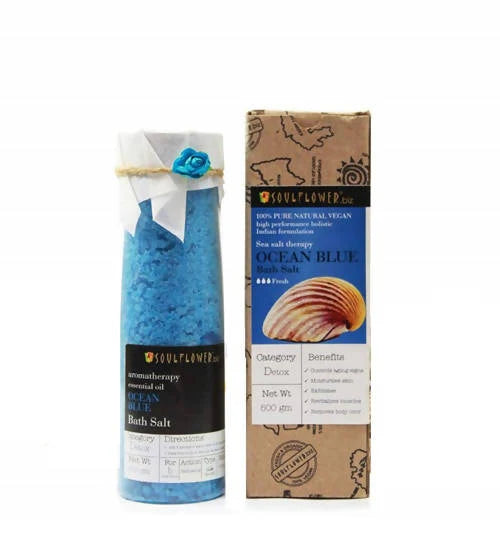 Soulflower Aromatherapy Essential Oil Ocean Blue Bath Salt - 500 gm