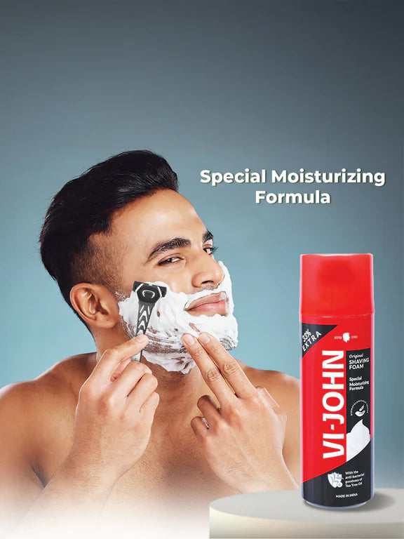 VI-JOHN Original Dermatologically Tested Special Moisturising Formula Shaving Foam with Vitamin E & Tea Tree Oil - 401 gm