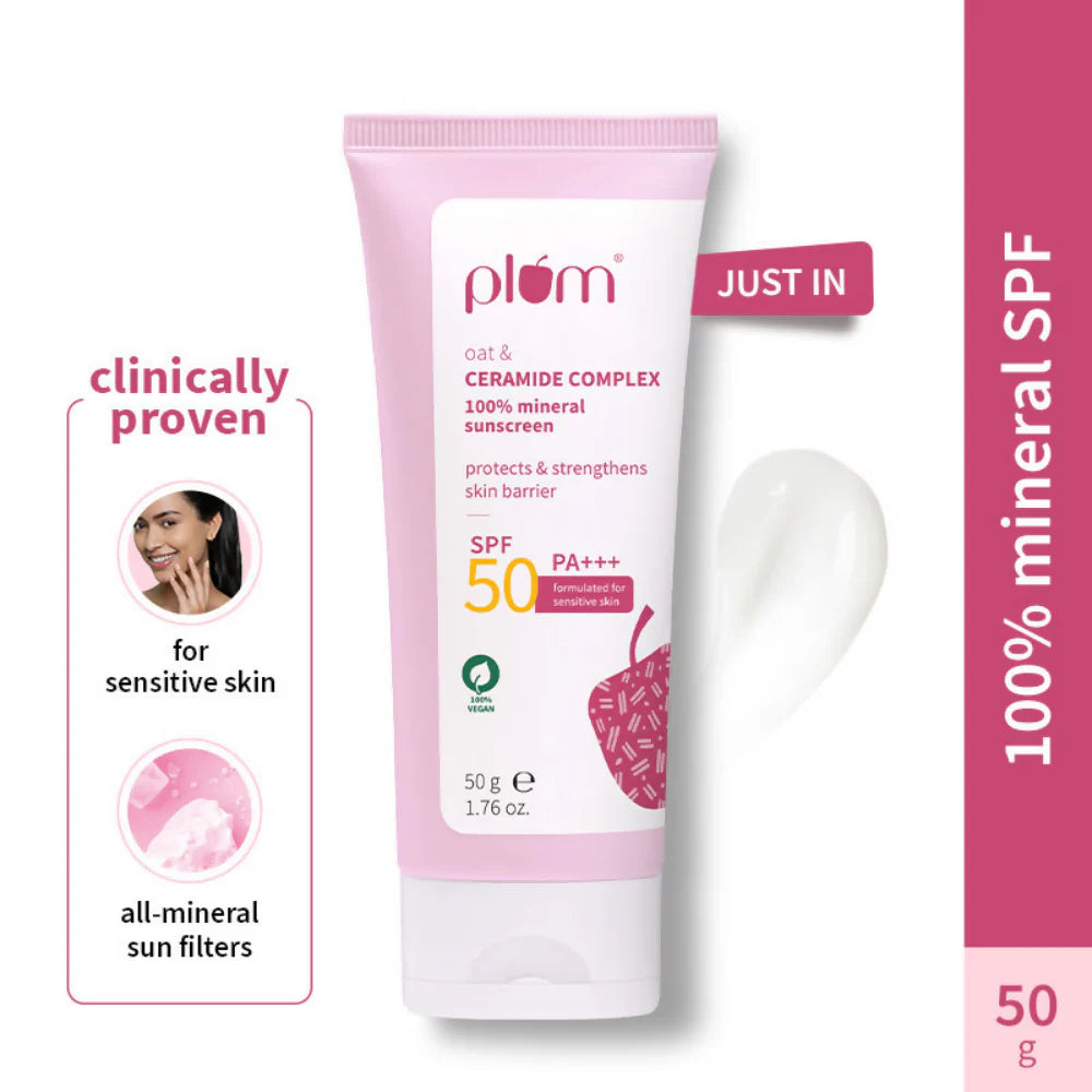 Plum Oat & Ceramide Complex 100% Mineral Sunscreen SPF 50 PA+++ - 50 gm