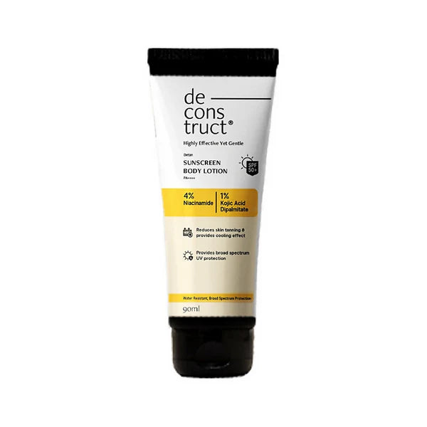 Deconstruct Detan Sunscreen Body Lotion, SPF 50 PA++++, Brightens & Protects - 90 ml