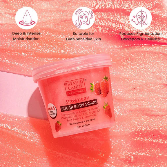 Bryan & Candy Strawberry Sugar Body Scrub - 250 gm