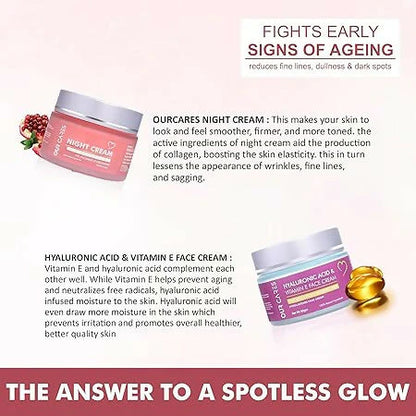 Our Cares Moisturizer With Hyaluronic Acid Vitamin E + Night Cream - Combo - combo