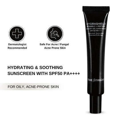 The Formularx Hydrashield Vitamin C + Peptide Sunscreen Spf 50 Pa++++ For Oily, Acne Prone Skin - 50 gm