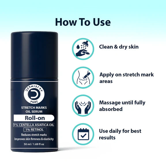 Dermistry Stretch Marks Scar Removal Roll On Oil Serum - 50 ml