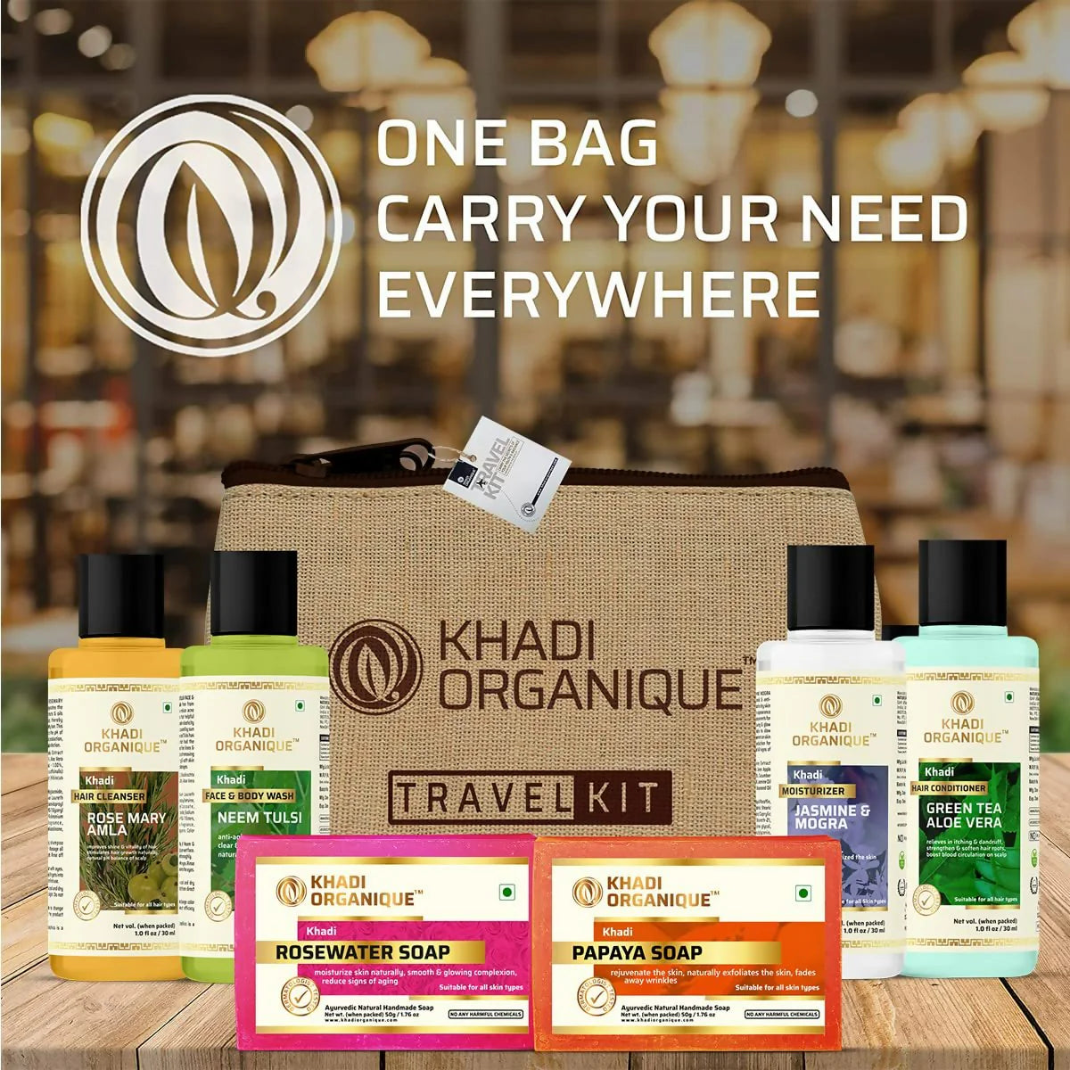 khadi Organique Grooming Travel Kit Men & Women - combo