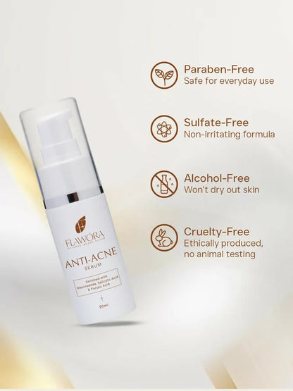 Flawora Set of Anti-Grey Hair Serum, Anti Acne Serum and Golden Glow Face Serum - combo