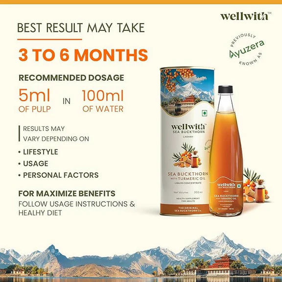 Wellwith Sea Buckthorn with Turmeric Curcumin Oil Juice - 300 ml