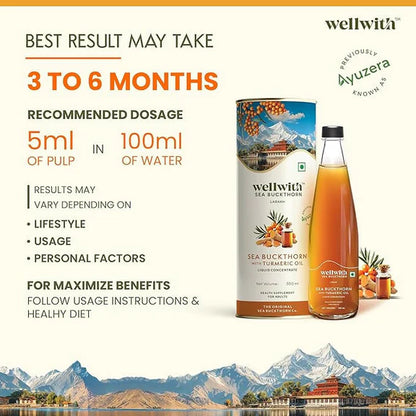 Wellwith Sea Buckthorn with Turmeric Curcumin Oil Juice - 300 ml
