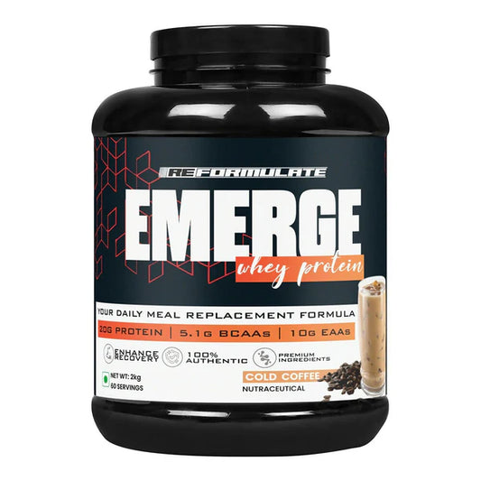 Reformulate Emerge I Whey Protein I Your Daily Meal Replacement Formula I 20 G I Protein I 5.1 G Bcaa's I 10 G Eaa's - Cold Coffee - 2 kg