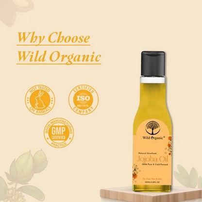Wild Organic Cold Pressed Unrefined Jojoba Oil - 100 ml