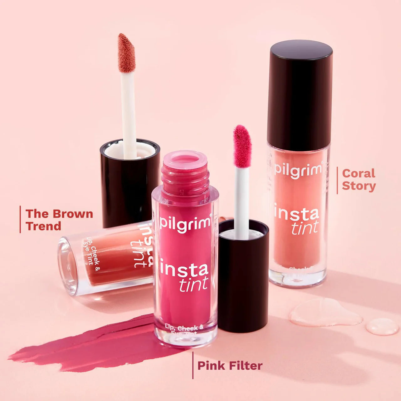 Pilgrim 3 In 1 Lip, Cheek And Eye Tint With Goodness Of Spanish - Pink Filter