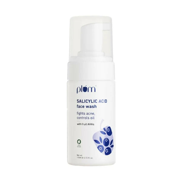 Plum Salicylic Acid Foaming Face Wash - Fights Active Acne & Oil For Smooth Skin - 110 ml
