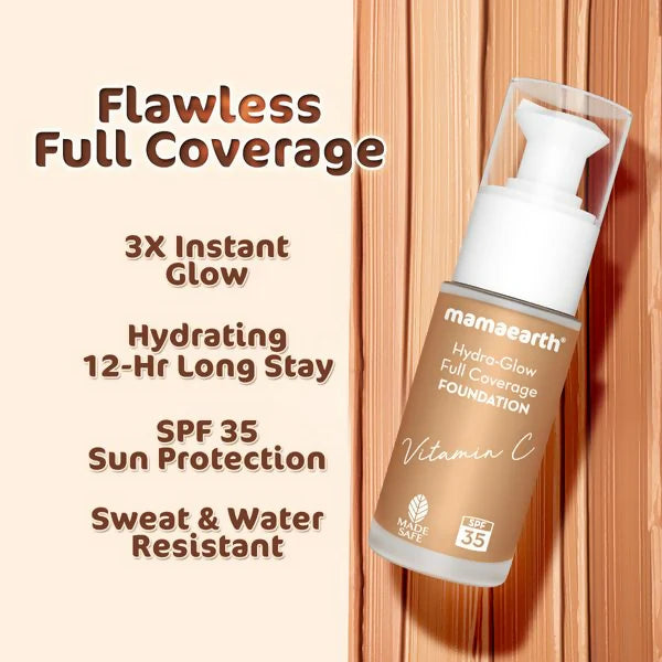 Mamaearth Hydra-Glow Full Coverage Foundation With Vitamin C & Turmeric - Caramel Glow