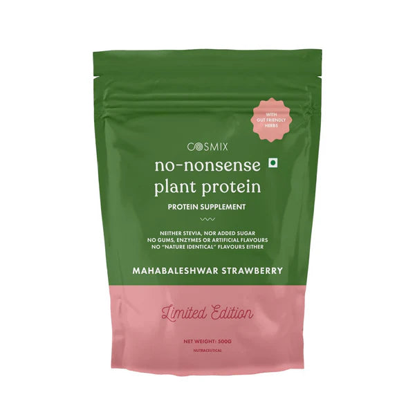 Cosmix No-Nonsense Plant Protein 23 (Mahabaleshwar Strawberry) - 500 gm