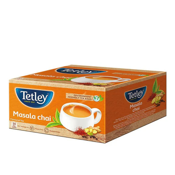 Tetley Masala Chai With Natural Flavour Black Tea Bags - 50 Tea Bags