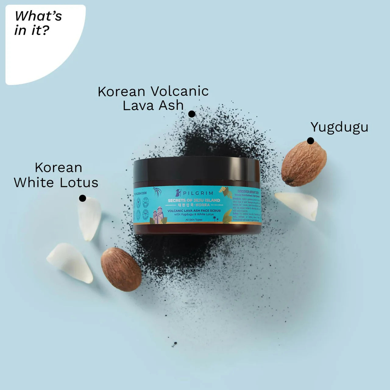 Pilgrim Face Scrub with Yugdugu & White Lotus, For Glowing Skin & Blackhead Removal, Dry, Oily Combination Skin