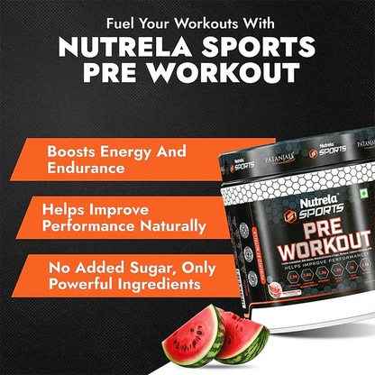 Patanjali Nutrela Sports Pre - Workout-(Watermelon) - 300 gm