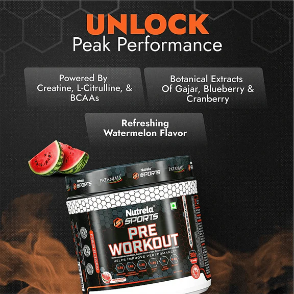 Patanjali Nutrela Sports Pre - Workout-(Watermelon) - 300 gm
