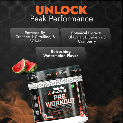 Patanjali Nutrela Sports Pre - Workout-(Watermelon) - 300 gm