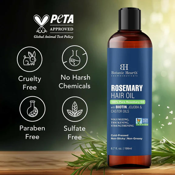 Botanic Hearth 100% Pure Rosemary Oil For Hair Growth, Controls Hair Fall, Promotes New Hair Growth - 198 ml