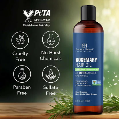 Botanic Hearth 100% Pure Rosemary Oil For Hair Growth, Controls Hair Fall, Promotes New Hair Growth - 198 ml