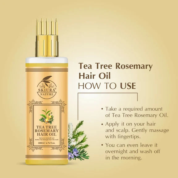 Skiura Nature Tea Tree Rosemary Hair Oil For Strong Healthy Hair And Dandruff Free - 200 ml