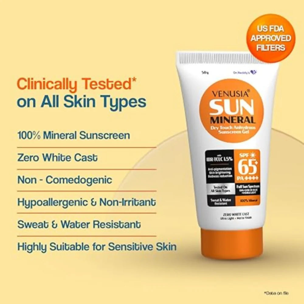 Dr. Reddy's Venusia Sun Mineral Sunscreen Gel SPF 65+ PA++++ - 50 gm