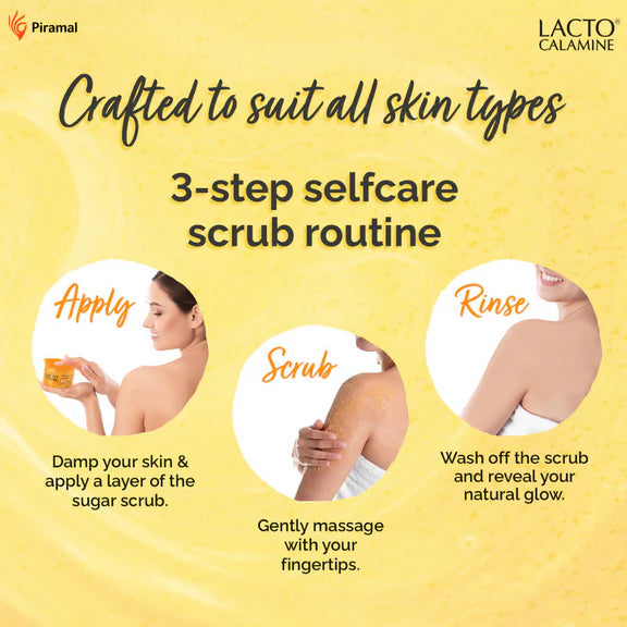 Lacto Calamine Vitamin C Sugar Body Scrub, Mild Exfoliation+Glowing Skin Scrub - 200 gm