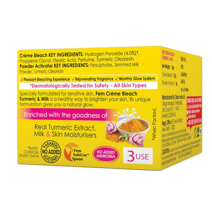 Fem Fairness (Turmeric&Milk) Creme Bleach - 24 gm