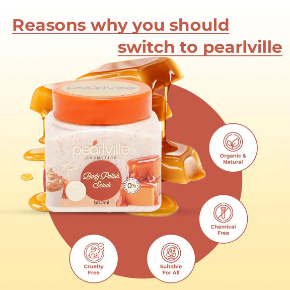 Pearlville Super Foods Collection Caramel Coffee Body Polish Scrub - 500 ml
