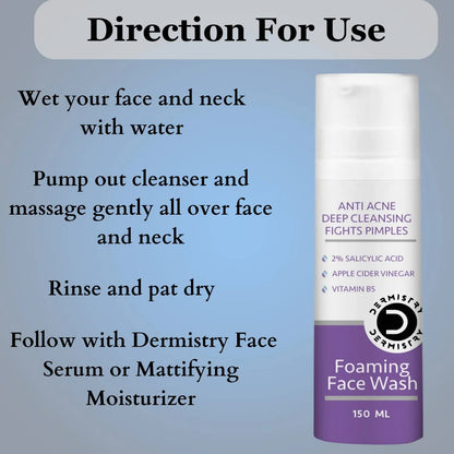 Dermistry Mattifying Moisturizer & Anti Acne Foaming Face Wash - combo