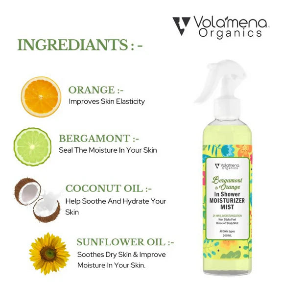 Volamena Bergamont & Orange In Shower Moisturizer Mist - 250 gm