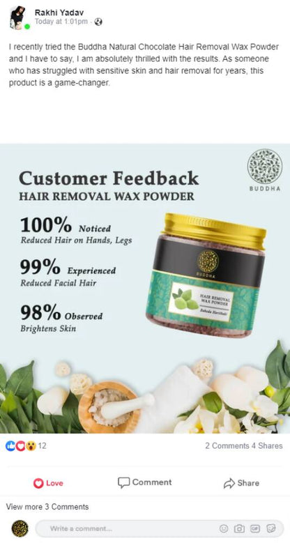 Buddha Natural Wax Powder Natural Instant Painless Hair Removal - 100 gm