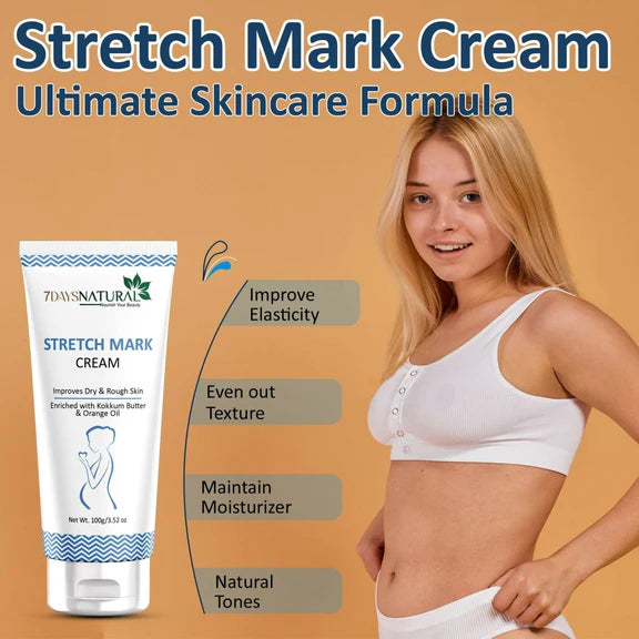 7 Days Natural Stretch Marks Scar Removal Cream Oil - 100 gm