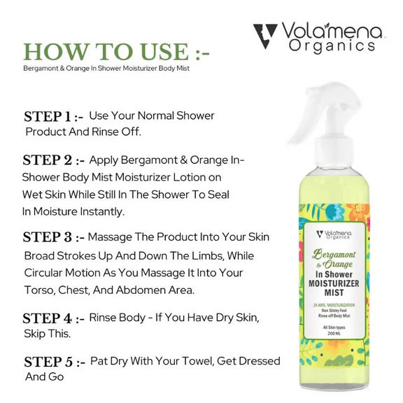 Volamena Bergamont & Orange In Shower Moisturizer Mist - 250 gm