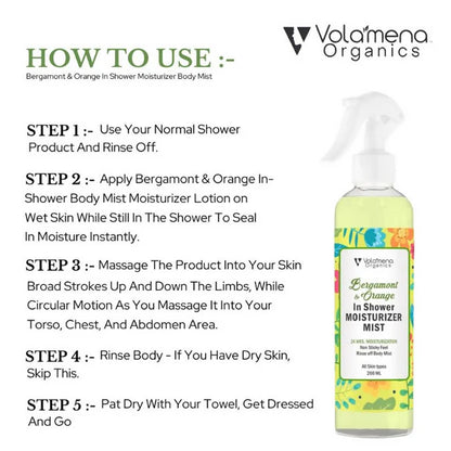 Volamena Bergamont & Orange In Shower Moisturizer Mist - 250 gm